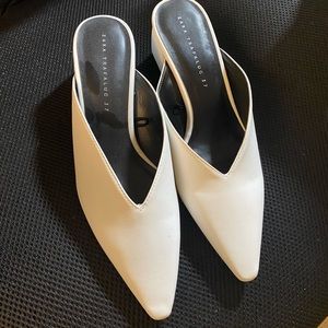 Zara white heeled mules
